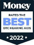 Badge, A badge award stating: Rated Best OTC Hearing Aid by Money Magazine.