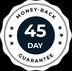 45 day, money back guarantee badge.