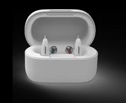 Bose B2 hearing aids in the charging case