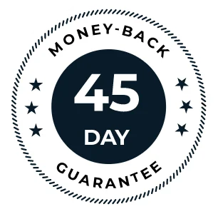 45 day, money back guarantee badge.