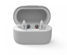 Bose B2 hearing aids in the charging case