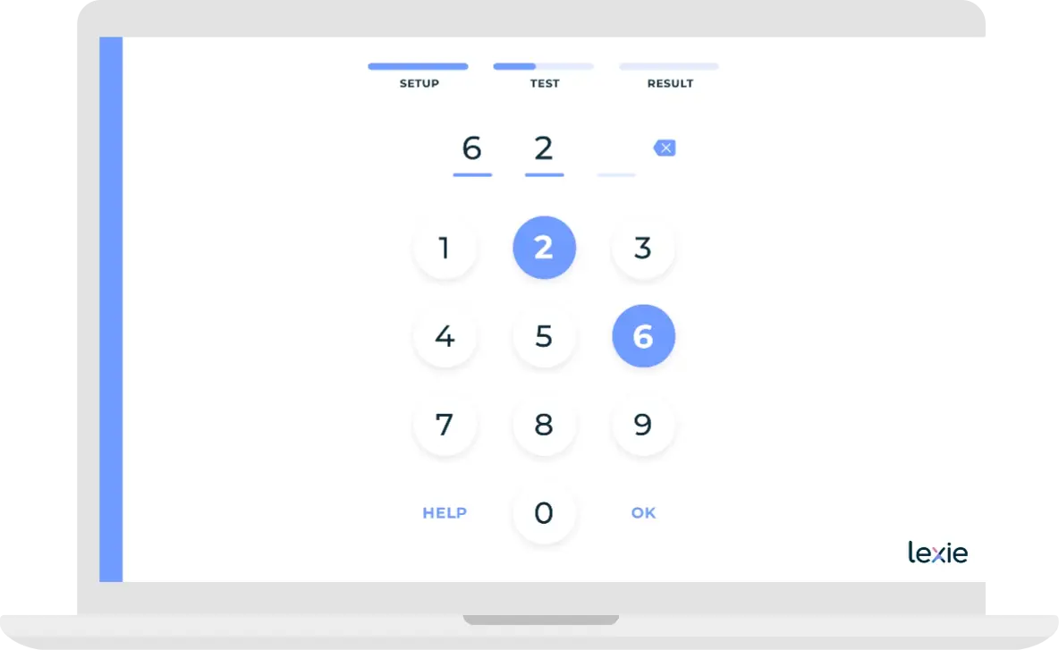 Hearing text, mockup example of test